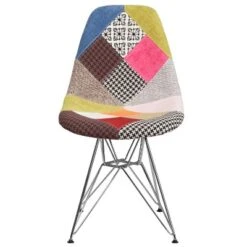Emma And Oliver Milan Patchwork Fabric Chair With Chrome Base -Famous Furniture Store GUEST c36435e0 d28c 4f58 89fa 87c3a8e2cd39