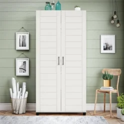 Portford 36" Wide 2 Door Shiplap Cabinet White - Room & Joy