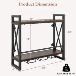 Costway Wall Mounted Wine Rack Industrial 2-Tier Wood Shelf With 3 Stem Glass Holders 10 Costway Wall Mounted Wine Rack Industrial 2-Tier Wood Shelf With 3 Stem Glass Holders -Famous Furniture Store GUEST c5f68433 e5a2 4a22 9b56 846264e40e25
