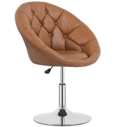 Yaheetech Height Adjustable Swivel Upholstered Round Accent Chair Barrel Chair -Famous Furniture Store GUEST c5f8abdc ddfb 4e9c 9afb 72ec3860b740