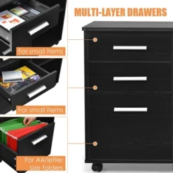 Costway 3-Drawer File Cabinet Mobile Lateral Cabinet Printer Stand EspressoBlack -Famous Furniture Store GUEST c63aca27 e100 4871 bc5b 4b38b994876f
