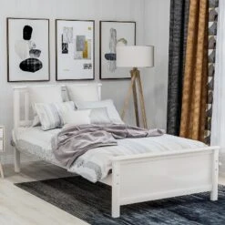 Twin Size Wood Platform Bed With Headboard, Footboard And Wood Slat Support-ModernLuxe -Famous Furniture Store GUEST c64c0501 5ed7 4e76 bff5 cdb2c70ac69b