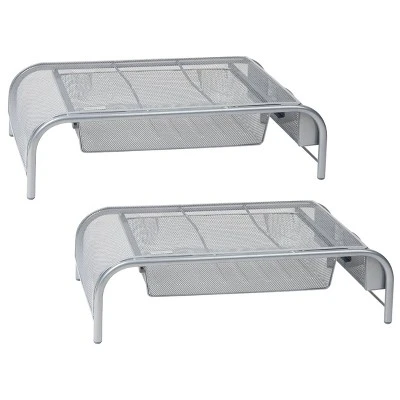 Mind Reader 2pk Metal Mesh Monitor Stand And Desk Organizer With Drawer Silver 8 Mind Reader 2pk Metal Mesh Monitor Stand And Desk Organizer With Drawer Silver - Image 6