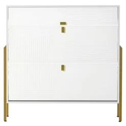 39" Modern Freestanding Shoe Cabinet With 2 Flap Drawers And 1 Slide Drawer - ModernLuxe -Famous Furniture Store GUEST c6e7b723 30c9 41b7 ac6d e14ab6cf465f