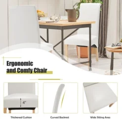 Set Of 4 Dining Chairs Upholstered Padded Side Chairs W/ Rubber Wood Legs BlackBeige -Famous Furniture Store GUEST c77a152b 48f7 40bf be1f 325a9427a39d