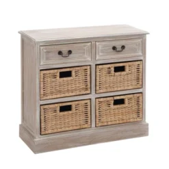 Wood Storage Accent Chest 4 Wicker Basket Drawers Taupe - Olivia & May -Famous Furniture Store GUEST c7dd6cbf 4715 482b 9817 b810a246078c