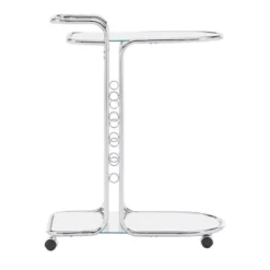 Bedford Chrome Finish Round Edge Bar Cart Silver - Inspire Q -Famous Furniture Store GUEST c8189cf7 3b72 458c a24f 77bee875f700