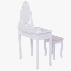 Tangkula Mirrored Dressing Table Wooden Vanity Makeup Unit W/ Cushioned Stool -Famous Furniture Store GUEST c81e7fc3 83ee 476e 9c8f 58d5947ba084