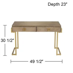 Coast To Coast Accents Wheaton Modern Ash Wood Rectangular Writing Desk 49 1/2" X 23" With 2-Drawer Brown Gold Metal Legs For Living Room Bedroom Home -Famous Furniture Store GUEST c82397c9 fb3b 42b6 a57b 9027d7131bf9