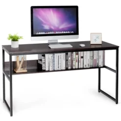 Costway 55'' Industrial Computer Desk W/ Storage Shelf Adjustable Foot Pads -Famous Furniture Store GUEST c8699b11 2ac8 48ac a908 6d9a4b0ecdf1