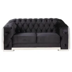 71" Pyroden Loveseat Black Velvet/Chrome Finish - Acme Furniture -Famous Furniture Store GUEST c86b059a 02d2 4e59 a483 6928dfc0ed6c