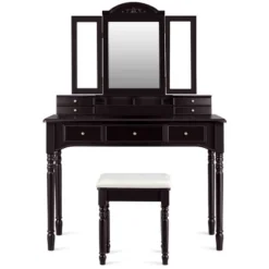 Tangkula 7 Drawers Tri-Folding Vanity Mirror Makeup Dressing Table Set W/ Necklace Hook -Famous Furniture Store GUEST c9b17e86 ba75 44b9 9958 ea5b79283ecb