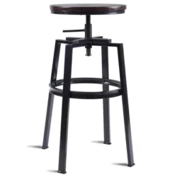 Costway Set Of 2 Vintage Bar Stool Adjustable Wood Metal Design Pub Chairs Industrial Backless -Famous Furniture Store GUEST c9ec708f 4915 47f2 a6bf 75ce110e37d8