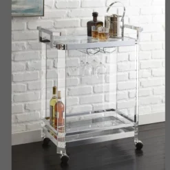 Aerin Server Cart Acrylic And Chrome - Steve Silver