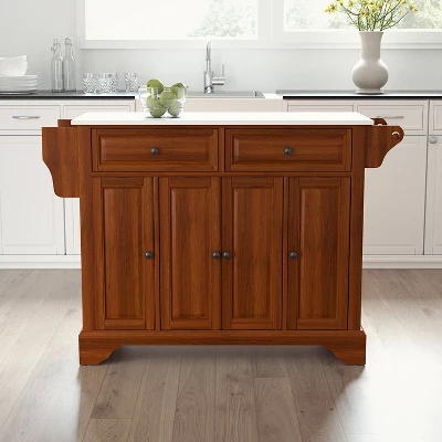 Lafayette Granite White Top Full Size Kitchen Island/Cart Cherry - Crosley 3 Lafayette Granite White Top Full Size Kitchen Island/Cart Cherry - Crosley