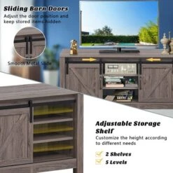 Costway TV Stand Sliding Barn Door Entertainment Center For TV's Up To 55'' With Storage -Famous Furniture Store GUEST caba3712 2717 4947 b13a 13f97a1ce07c