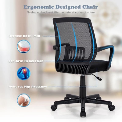 Costway Height Adjustable Mid-Back Mesh Chair Executive Chair W/ Lumbar Support 7 Costway Height Adjustable Mid-Back Mesh Chair Executive Chair W/ Lumbar Support - Image 5