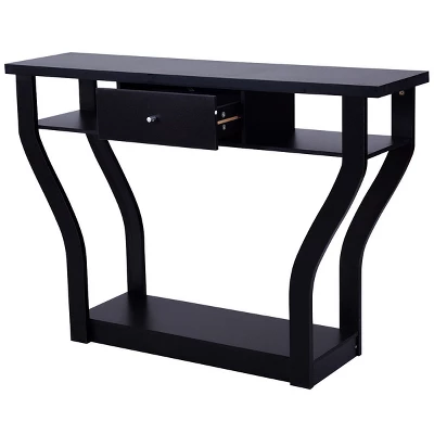 Costway Black Accent Console Table Modern Sofa Entryway Hallway Hall Furniture W/Drawer 8 Costway Black Accent Console Table Modern Sofa Entryway Hallway Hall Furniture W/Drawer - Image 6