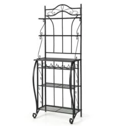 Costway 5-Tier Metal Kitchen Bakers Rack Microwave Storage Rack Oven Stand With Wine Organizer -Famous Furniture Store GUEST cc8f5985 9214 4d28 9d70 3ed83bad7fb7