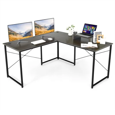 Costway L-Shaped Reversible Computer Desk 2-Person Long Table W/Monitor Stand 16 Costway L-Shaped Reversible Computer Desk 2-Person Long Table W/Monitor Stand - Image 14