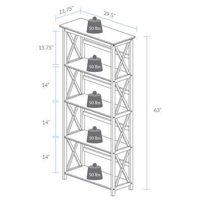 Montego 5 Shelf Bookcase - Flora Home 7 Montego 5 Shelf Bookcase - Flora Home - Image 5