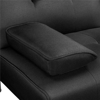 Yaheetech Convertible Futon Sofa Bed Tufted Fabric Futon With Cupholders And Pillows 7 Yaheetech Convertible Futon Sofa Bed Tufted Fabric Futon With Cupholders And Pillows - Image 5