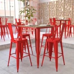 Flash Furniture Declan Commercial Indoor/Outdoor Bar Top Table, 31.5" Square All Weather Poly Resin Top With Steel Base -Famous Furniture Store GUEST cdf7b9f9 b7f2 422a bfd1 815c00520436