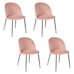 Tangkula Dining Chair Set Of 4 Upholstered Velvet Chair Set W/ Metal Base For Living Room -Famous Furniture Store GUEST cdfa0bb8 41dc 4c87 b75b 4f21addd1683
