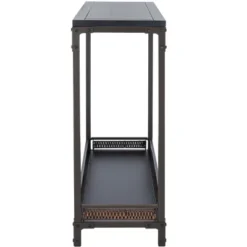 Dinesh Console With Storage Shelf - Black/Dark Walnut - Safavieh -Famous Furniture Store GUEST ce3fd006 c16d 460a 979e d23bb1b8e7de