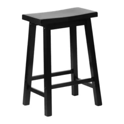 PJ Wood Classic Saddle-Seat 24" Tall Kitchen Counter Stools For Homes, Dining Spaces, And Bars W/Backless Seats, 4 Square Legs, Black (Set Of 10) -Famous Furniture Store GUEST ce63615f 5d56 4778 9964 c1e83101a2b2