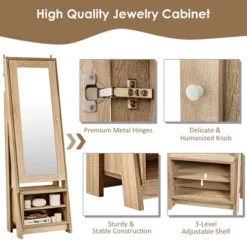 Costway Jewelry Cabinet Large Full Length Armoire 2-in-1 Stand Mirror Organizer -Famous Furniture Store GUEST ce76ac87 69af 4f1d 8935 8080471617b1