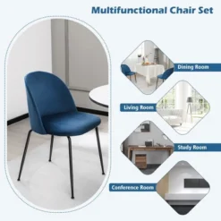 Tangkula Dining Chair Set Of 4 Upholstered Velvet Chair Set W/ Metal Base For Living Room -Famous Furniture Store GUEST cf27726c 5124 42c7 b0da 6d8b9f0e3135