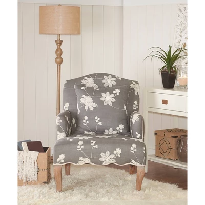 Floral Upholstered Armchair - Gray - Linon 8 Floral Upholstered Armchair - Gray - Linon - Image 6