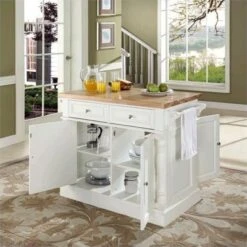 Wood Kitchen Island Butcher Block In White - Pemberly Row -Famous Furniture Store GUEST d116823b a0e8 4317 903c 391f8c93d3fe