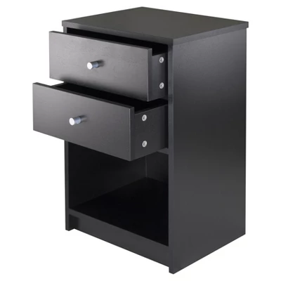 Ava Nightstand With 2 Drawers Black - Winsome 3 Ava Nightstand With 2 Drawers Black - Winsome