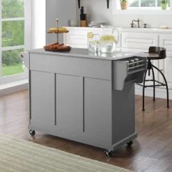 Stainless Steel Top Kitchen Cart/Island Vintage Gray - Crosley 17 Stainless Steel Top Kitchen Cart/Island Vintage Gray - Crosley -Famous Furniture Store GUEST d1380488 8364 41e7 8f38 6fa27d5d8f6e