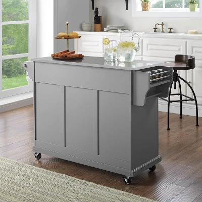 Stainless Steel Top Kitchen Cart/Island Vintage Gray - Crosley 10 Stainless Steel Top Kitchen Cart/Island Vintage Gray - Crosley - Image 8