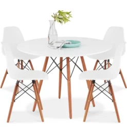 Best Choice Products 5-Piece Compact Mid-Century Modern Dining Set W/ 4 Chairs, Wooden Legs, Plastic Seats -Famous Furniture Store GUEST d28bd91e 5f2b 4e51 8501 7774624b9a6c
