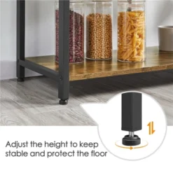 Yaheetech 5-Tier 56" H Baker’s Rack With Wire Basket & Power Outlets, Rustic Brown -Famous Furniture Store GUEST d2f303d9 3cac 4624 b80c 1ccb09947458