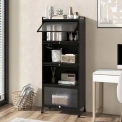 Costway 5-Tier Kitchen Baker's Rack Storage Cabinet Mobile Microwave Stand Flip-up Doors -Famous Furniture Store GUEST d487ac42 0bc1 476b 9b64 7583cb69f83f