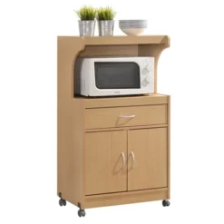 Microwave Kitchen Cart In Beech Brown - Hodedah -Famous Furniture Store GUEST d505804f 8f92 4f14 8882 fb0ba6bd7e85