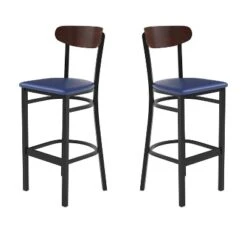 Flash Furniture Wright Set Of 2 Commercial Grade Barstools With 500 LB. Capacity Steel Frame, Solid Wood Seat, And Boomerang Back -Famous Furniture Store GUEST d53be36a 822c 4e18 a9f6 f8aedd62e58f