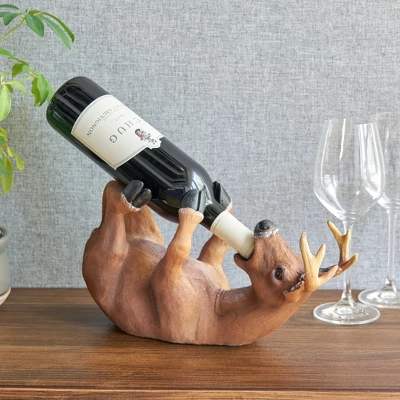 True Drunken Deer Polyresin Wine Bottle Holder Set Of 1, Brown, Holds 1 Standard Wine Bottle 3 True Drunken Deer Polyresin Wine Bottle Holder Set Of 1, Brown, Holds 1 Standard Wine Bottle