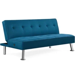 Yaheetech Modern Fabric Convertible Futon Sofa Bed With USB Ports -Famous Furniture Store GUEST d70b4c77 487d 4d93 96fc 169dda4637db