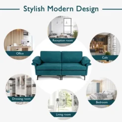 Costway Modern Loveseat Fabric 2-Seat Sofa Couch For Small Space W/ Metal Legs BlueRust Red -Famous Furniture Store GUEST d73935a6 3077 4d51 90c3 b1158e3b2987