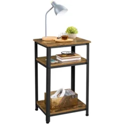 Yaheetech Tall End Table Accent Table, 30 In Industrial Side Table With Strong Wooden Shelves