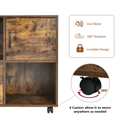 Tangkula Mobile File Cabinet With 2 Drawers Lateral Printer Stand With Shelves Storage 7 Tangkula Mobile File Cabinet With 2 Drawers Lateral Printer Stand With Shelves Storage - Image 5