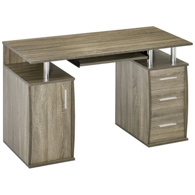 HOMCOM 47" Computer Desk With Keyboard Tray And Storage Drawers, Home Office Workstation Table With Storage Shelves 5 HOMCOM 47" Computer Desk With Keyboard Tray And Storage Drawers, Home Office Workstation Table With Storage Shelves - Image 3