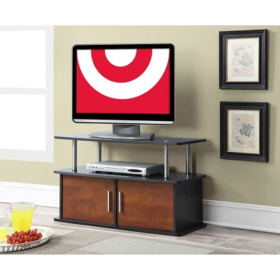 Deluxe 2 Door TV Stand For TVs Up To 36" With Cabinets Cherry - Breighton Home 4 Deluxe 2 Door TV Stand For TVs Up To 36" With Cabinets Cherry - Breighton Home - Image 2