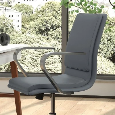 Emma And Oliver Modern Upholstered Mid-Back Home Office Chair With Arms And 5 Star Base 6 Emma And Oliver Modern Upholstered Mid-Back Home Office Chair With Arms And 5 Star Base - Image 4